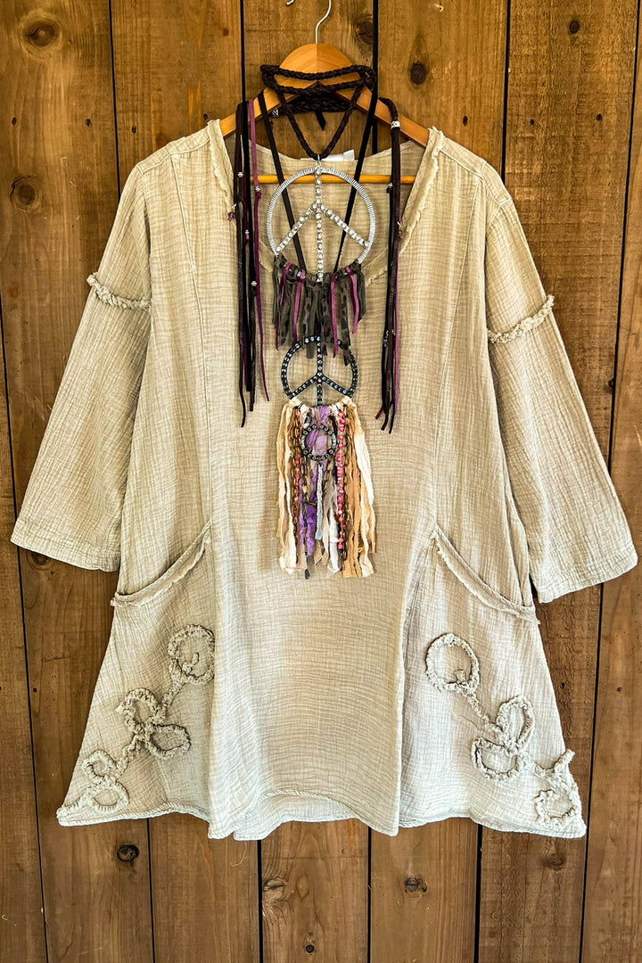 Light Spirit Vintage 100% Cotton Tunic - Natural