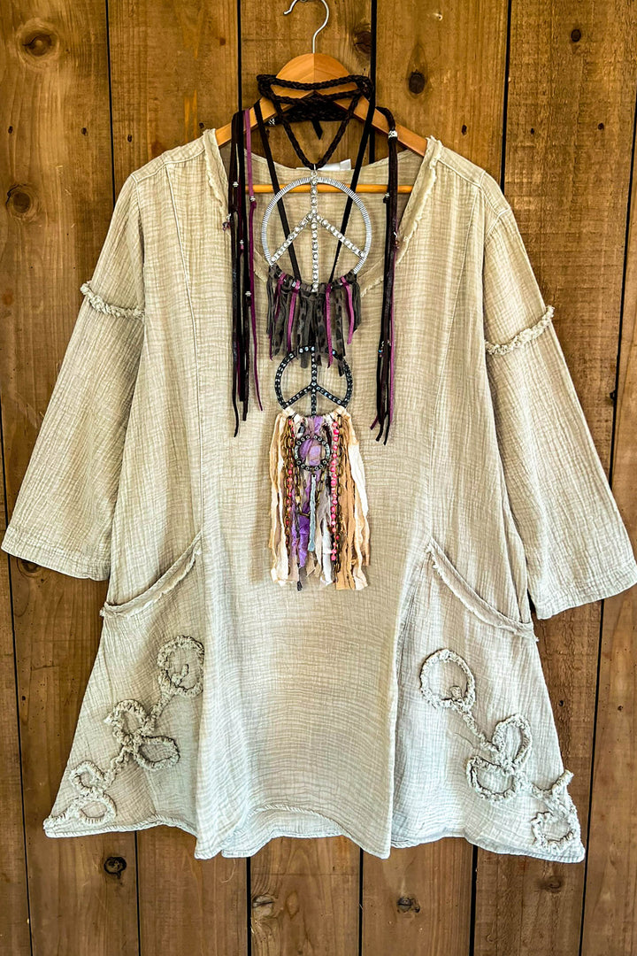 Light Spirit Vintage 100% Cotton Tunic - Natural