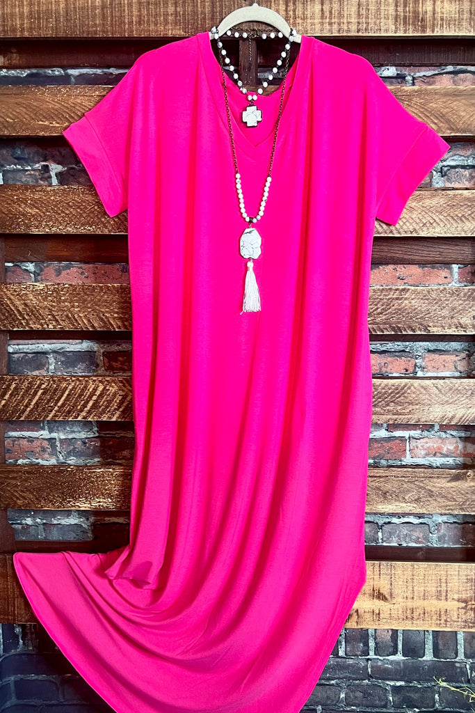 DEFINE COMFORT MAXI DRESS W/ POCKETS IN PINK