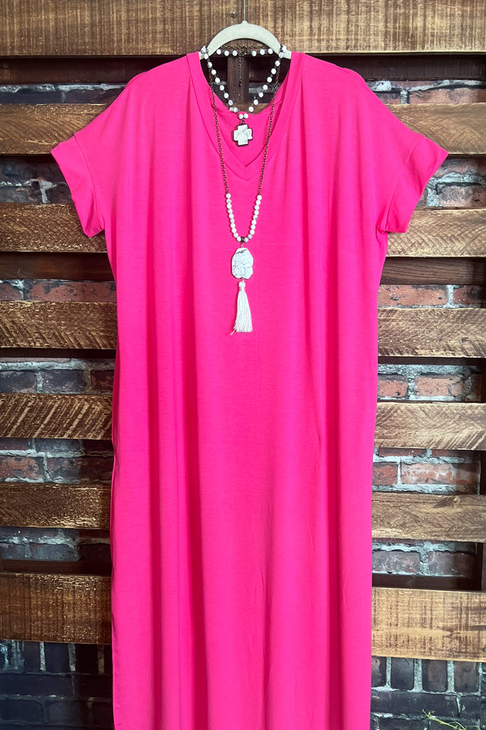 DEFINE COMFORT MAXI DRESS W/ POCKETS IN PINK