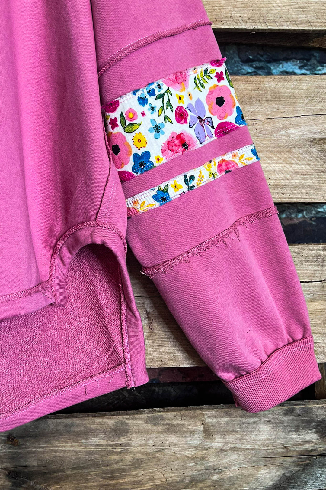 LET LOVE BLOSSOM BOHO COMFY SOFT SWEATSHIRT IN PINK ROSE