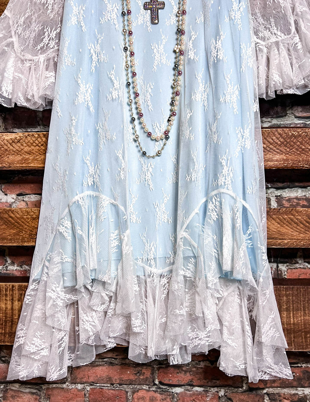 Moments To Treasure Blue & White Lace Dress