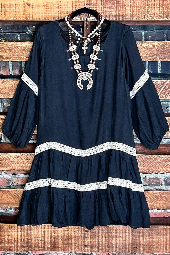 14-24 Size - Weekend Boho Comfy Swing Dress in Black -----Sale