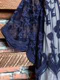 WON MY HEART  LACE EMBROIDERED CARDIGAN IN NAVY BLUE