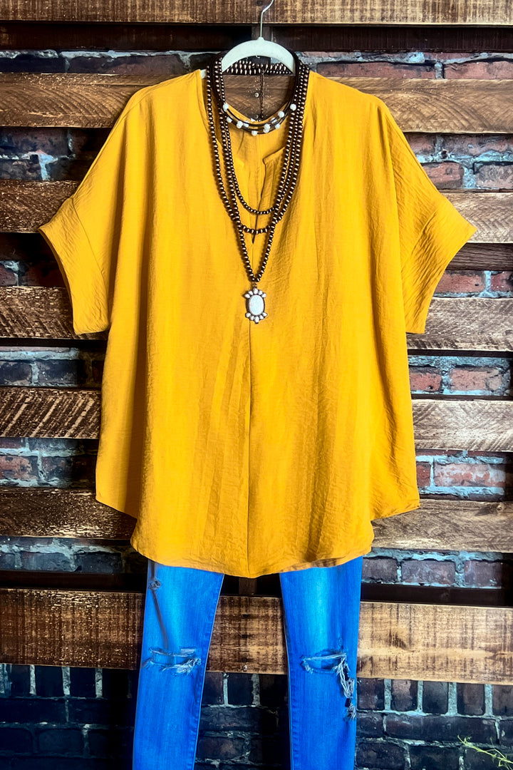 CHOOSING JOY GOLD MUSTARD TOP
