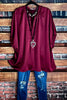 GLAMOROUS DARK BURGUNDY SATIN COMFY OVERSIZED 2X-3X-4X TUNIC