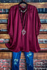 GLAMOROUS DARK BURGUNDY SATIN COMFY OVERSIZED 2X-3X-4X TUNIC