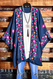 IT'S LOVE AT FIRST SIGHT EMBROIDERED KIMONO IN NAVY