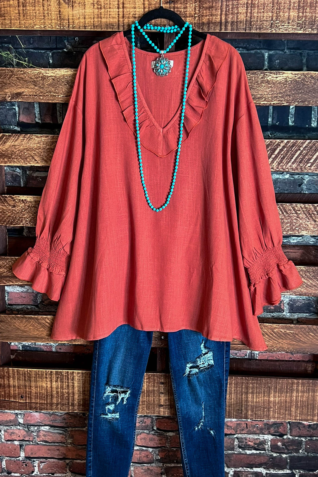 SOMETHING TO BELIEVE RUST TUNIC