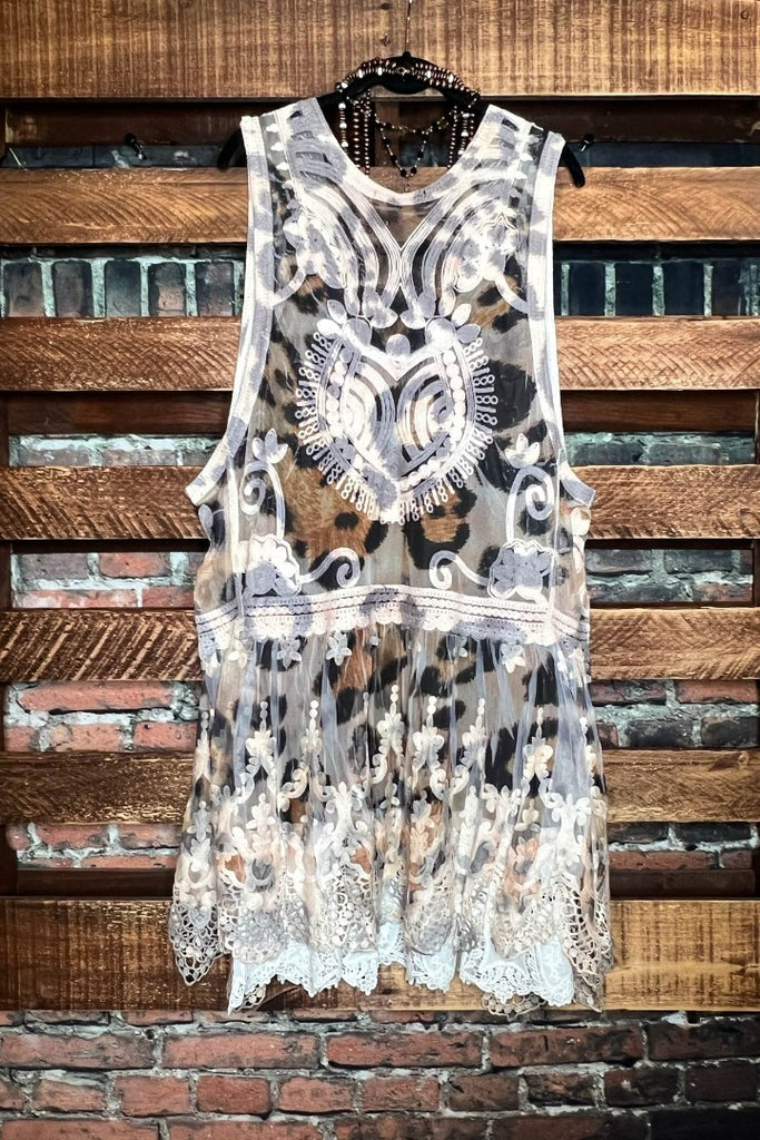 MY HEART IS YOURS LACE LEOPARD PRINT VEST