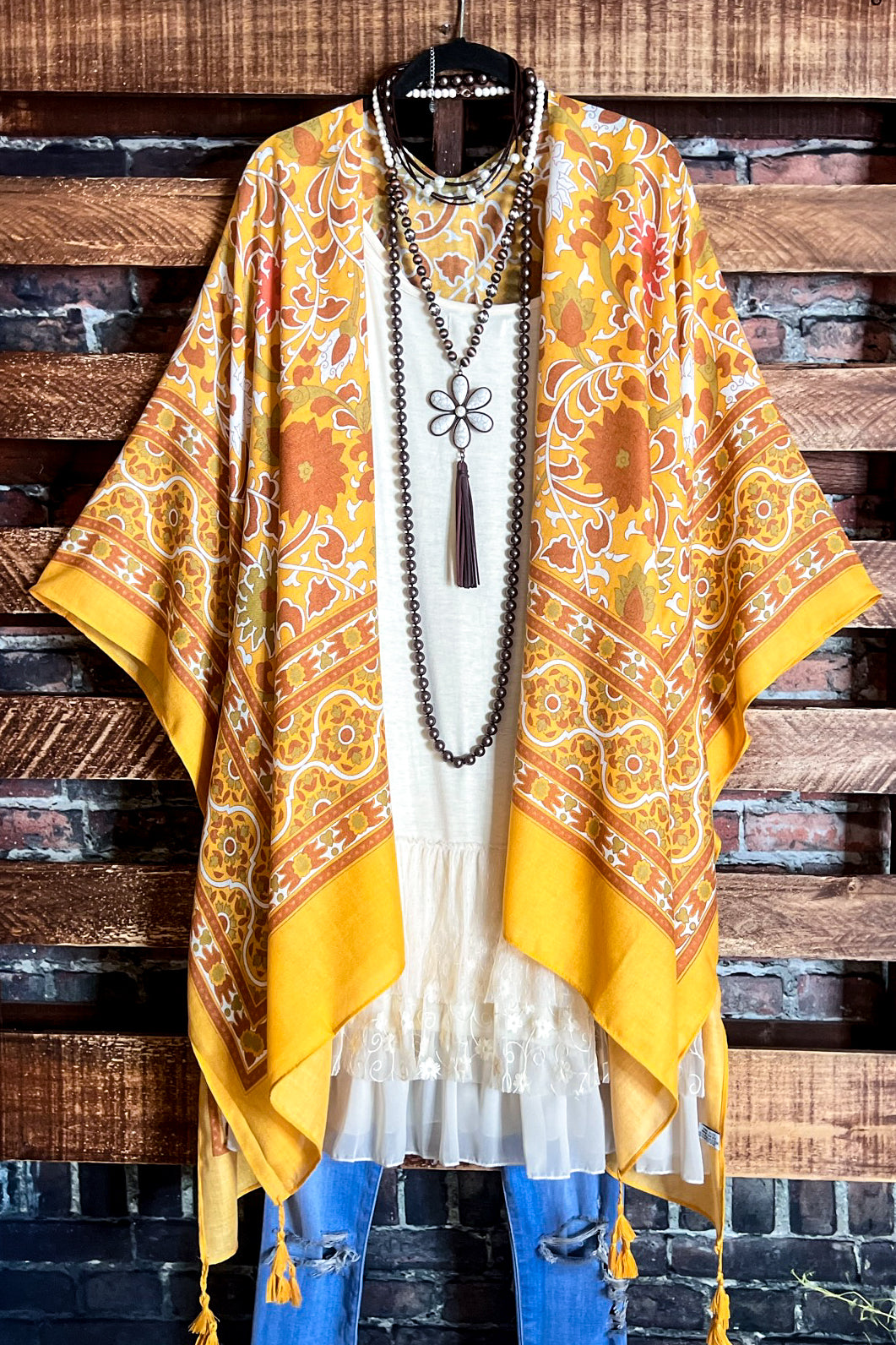 TICKETS TO PARADISE BOHO KIMONO IN DYJON & YELLOW