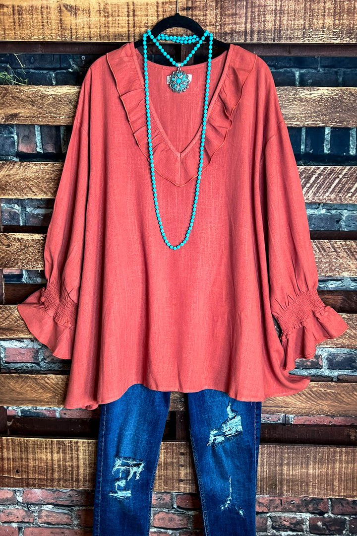SOMETHING TO BELIEVE RUST TUNIC