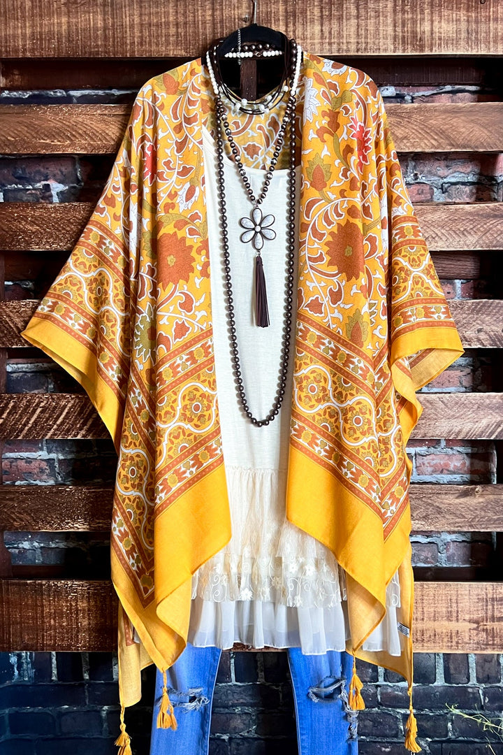 TICKETS TO PARADISE BOHO KIMONO IN DYJON & YELLOW