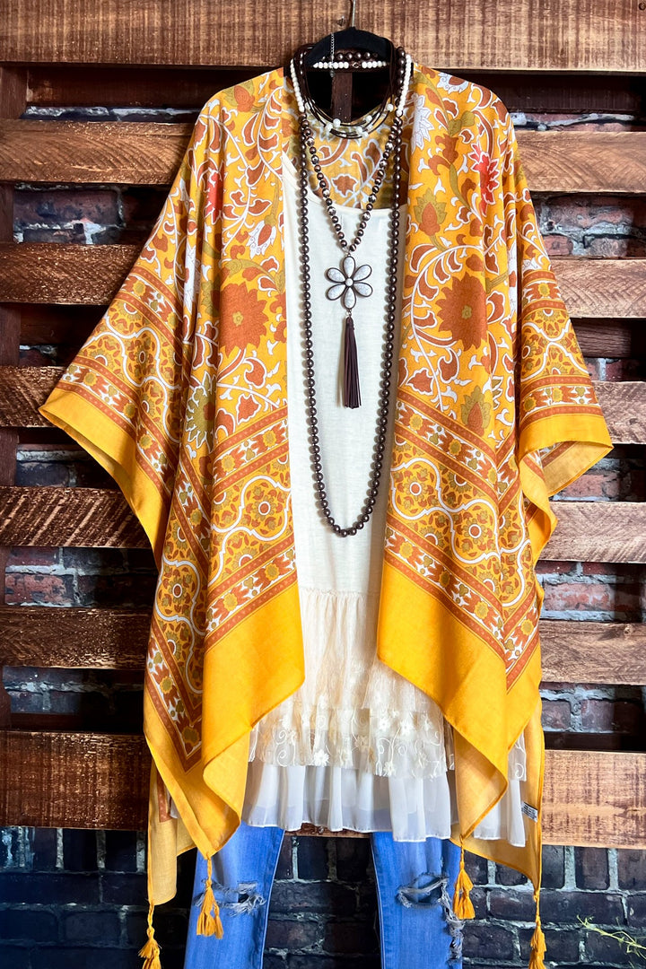 TICKETS TO PARADISE BOHO KIMONO IN DYJON & YELLOW