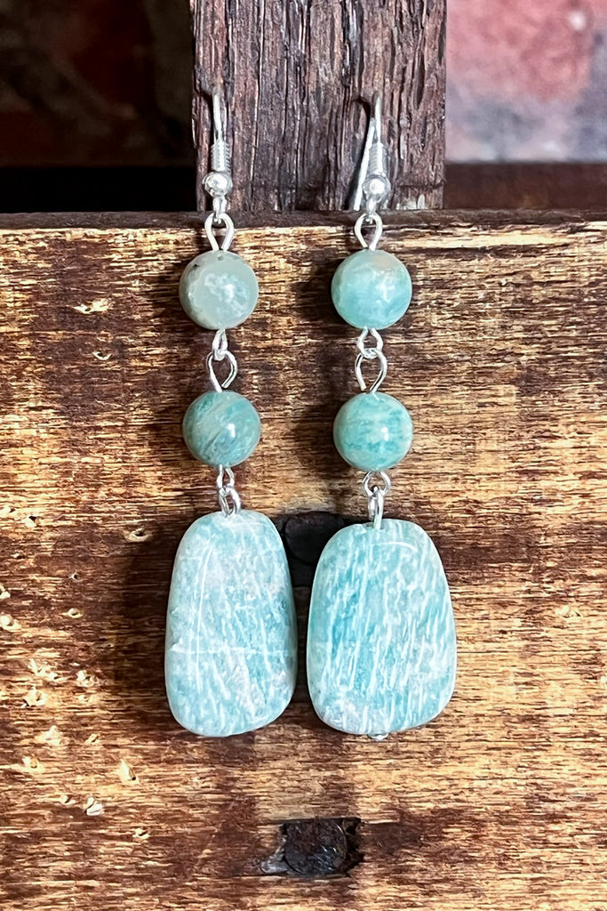 MY LUCK CHARM NATURAL STONE AMAZONITE EARRINGS