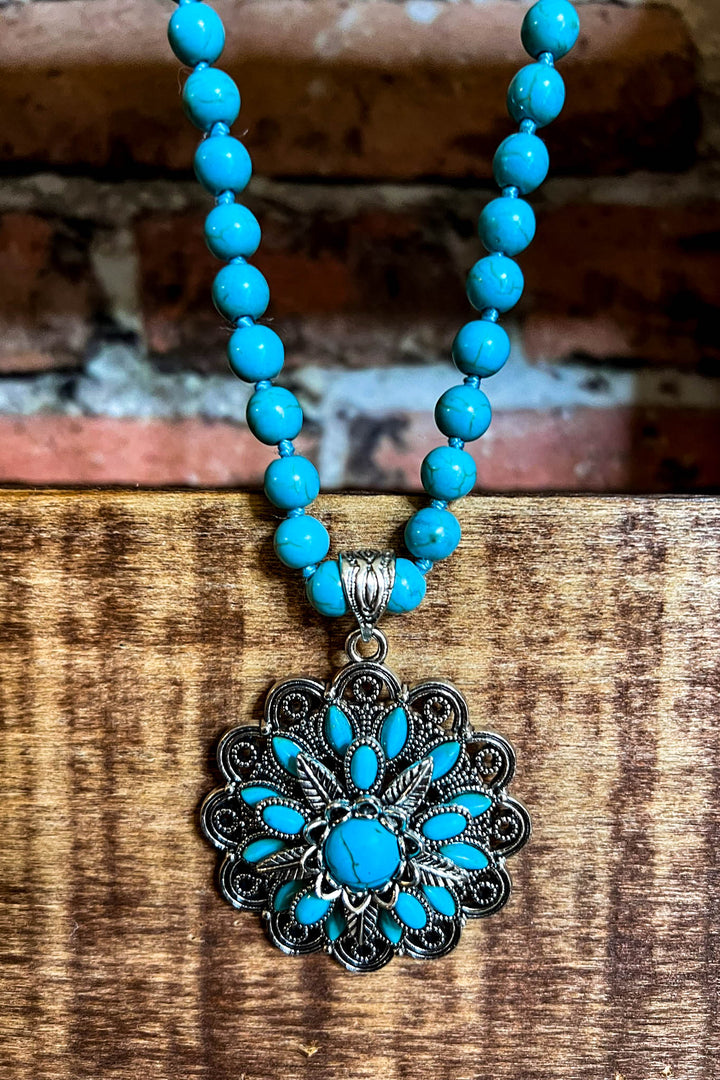 BLUE MOON TURQUOISE LONG LAYERED NATURAL STONE SET