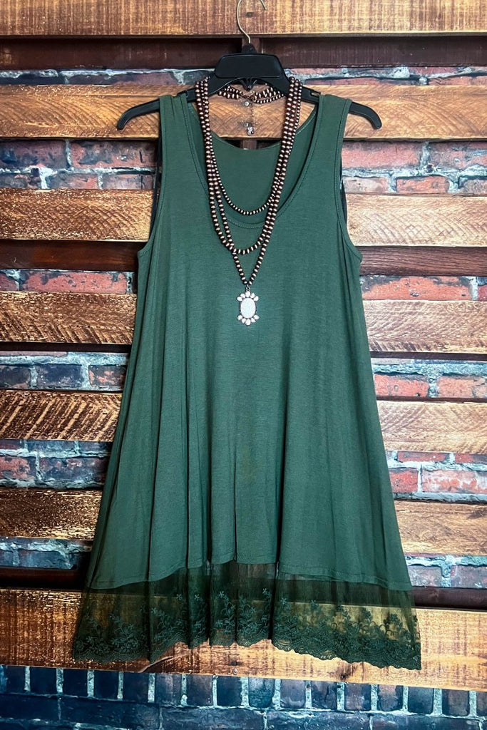 YOU'LL BE MINE LACE LAYERING DRESS IN OLIVE