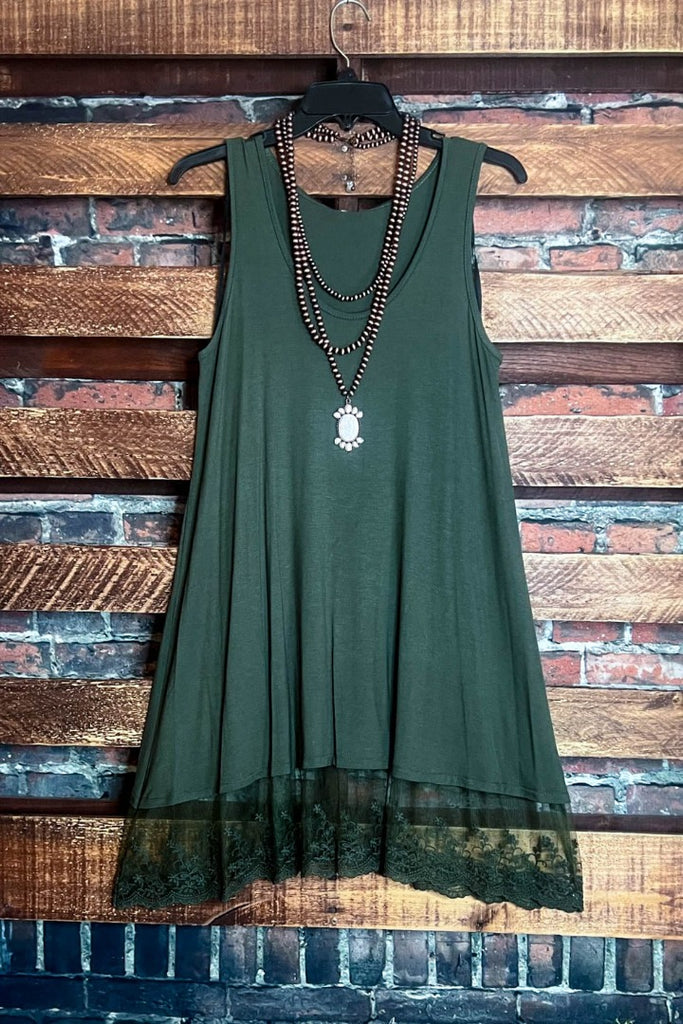 YOU'LL BE MINE LACE LAYERING DRESS IN OLIVE