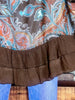 A ROMANTIC TWIST OFF SHOULDER CHARM TOP CHIFFON IN BROWN & TEAL