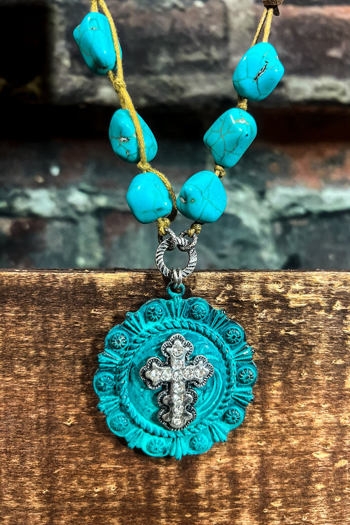 BOHO COUNTRY CROSS ON THE FLOWER NECKLACE SET