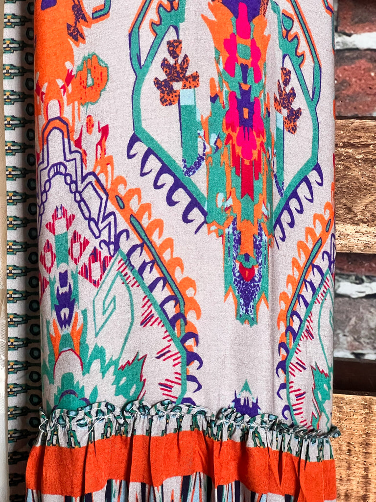 BOHEMIAN VACATION VIBES MAXI KIMONO IN Multi-Color