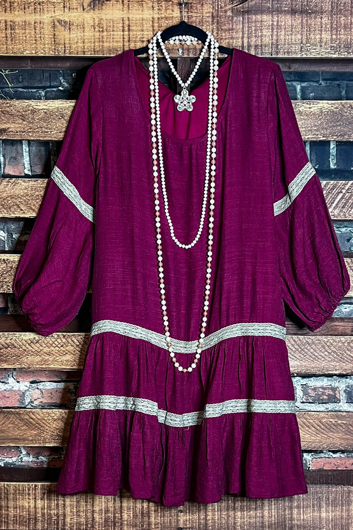 14-26 Size - Weekend Boho Comfy Swing Dress in Crimson----------Sale