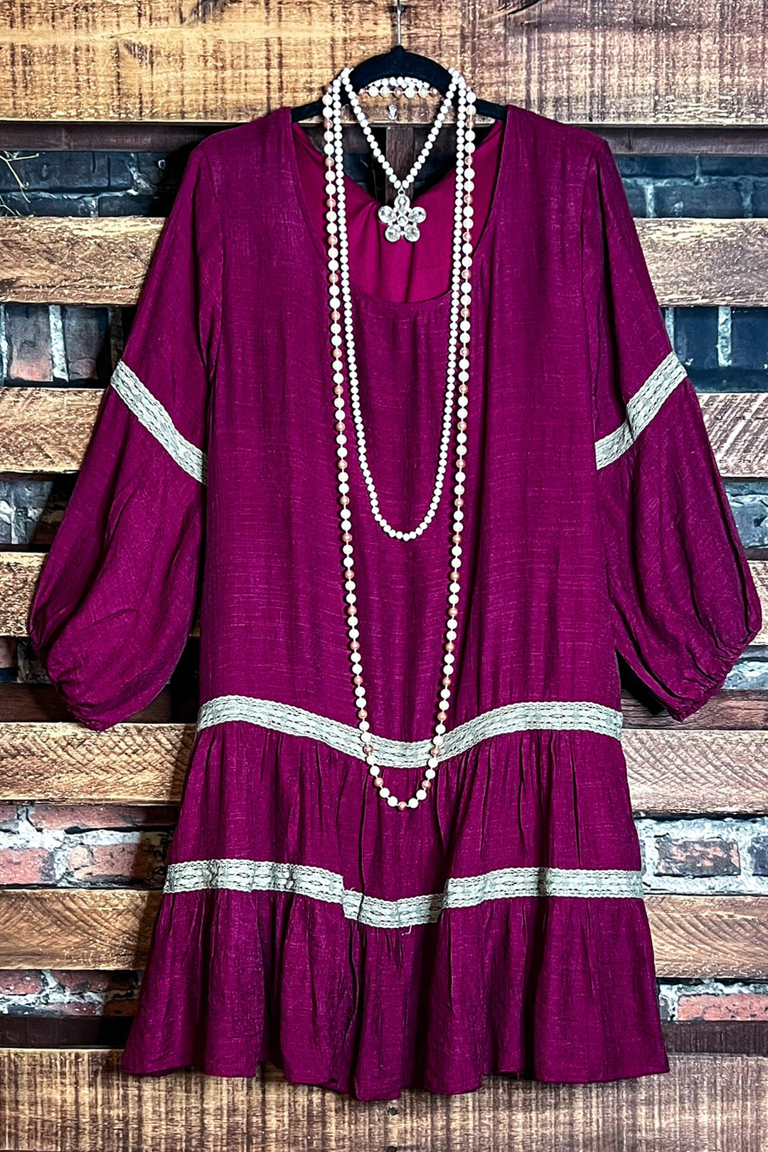 14-26 Size - Weekend Boho Comfy Swing Dress in Crimson----------Sale