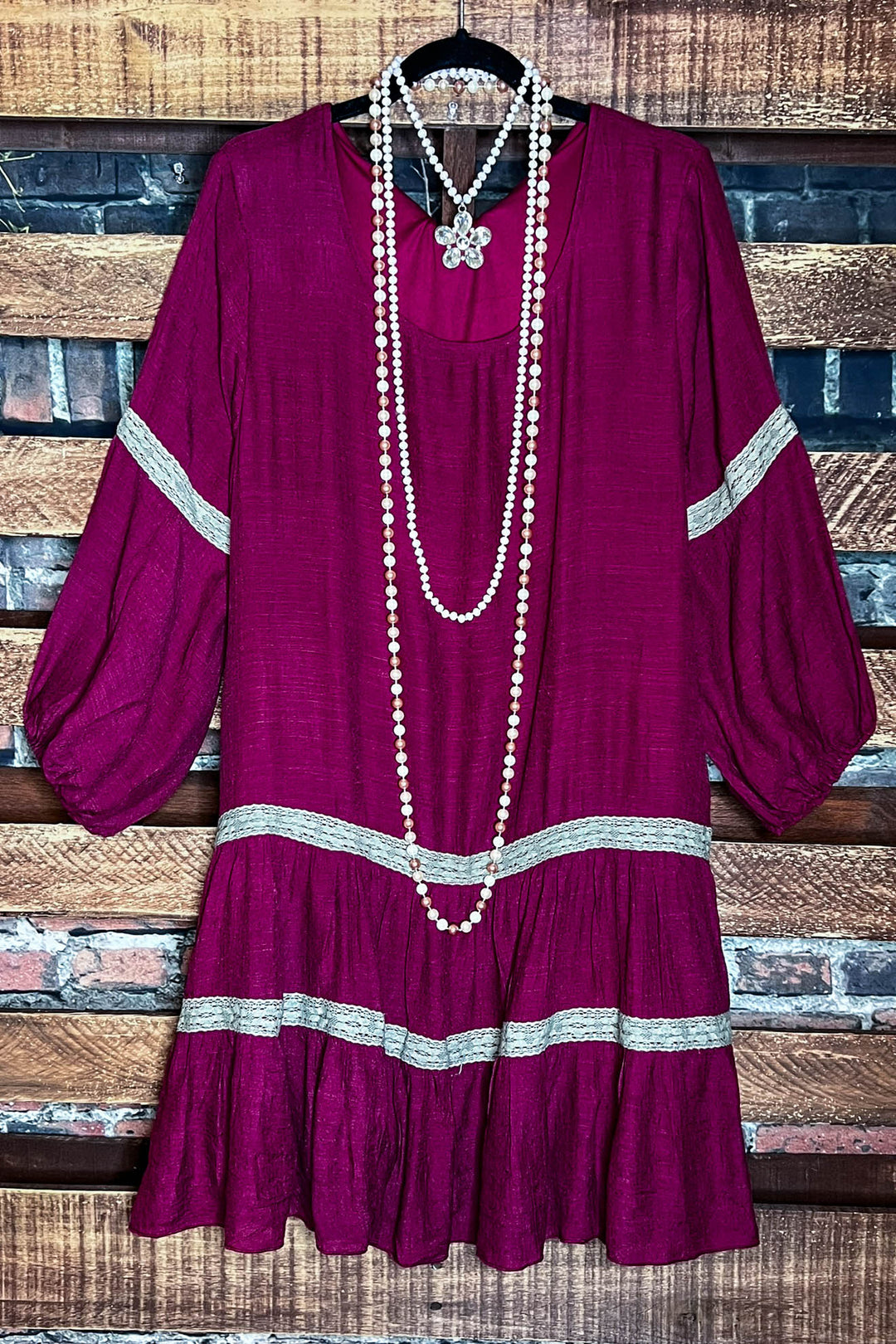 14-26 Size - Weekend Boho Comfy Swing Dress in Crimson----------Sale