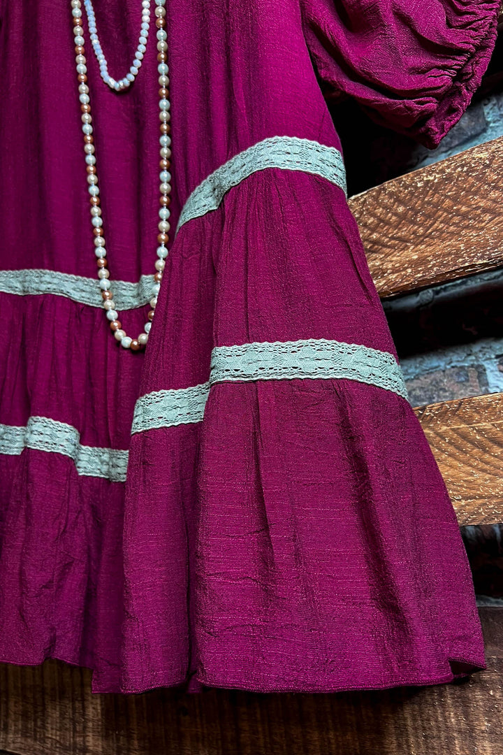 14-26 Size - Weekend Boho Comfy Swing Dress in Crimson----------Sale