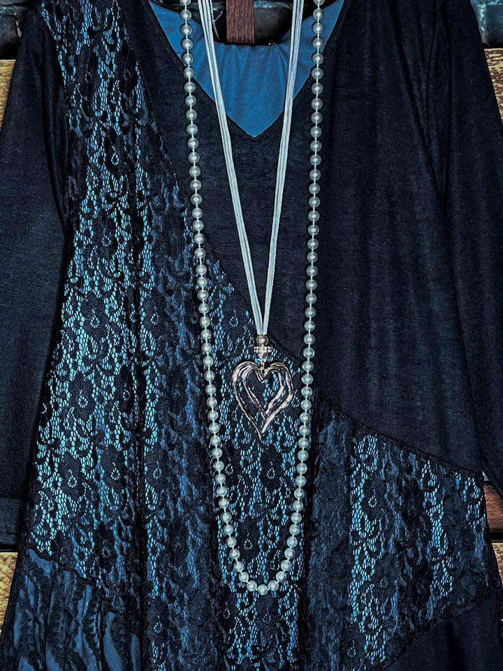 I'M ETERNALLY YOURS BLACK LACE EMBELLISHED DRESS TUNIC------SALE