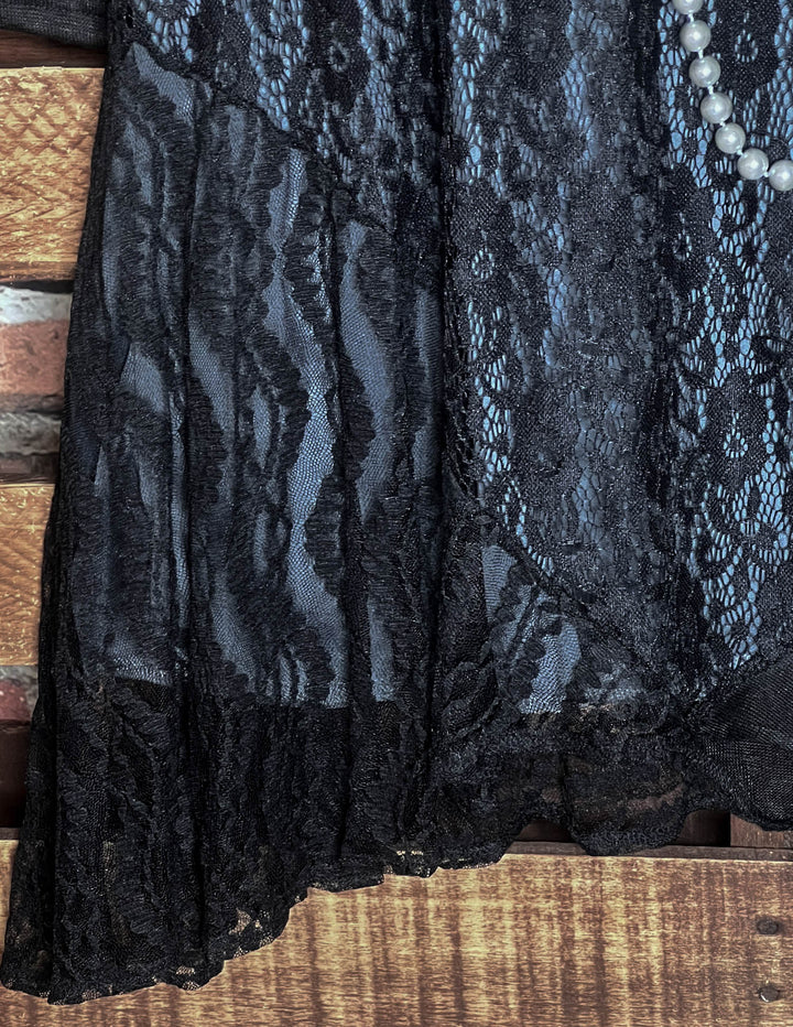 I'M ETERNALLY YOURS BLACK LACE EMBELLISHED DRESS TUNIC------SALE