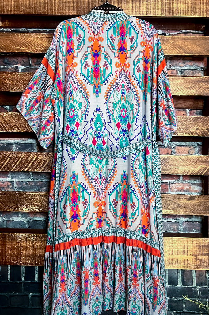 BOHEMIAN VIBES MAXI KIMONO IN Multi-Color----------SALE