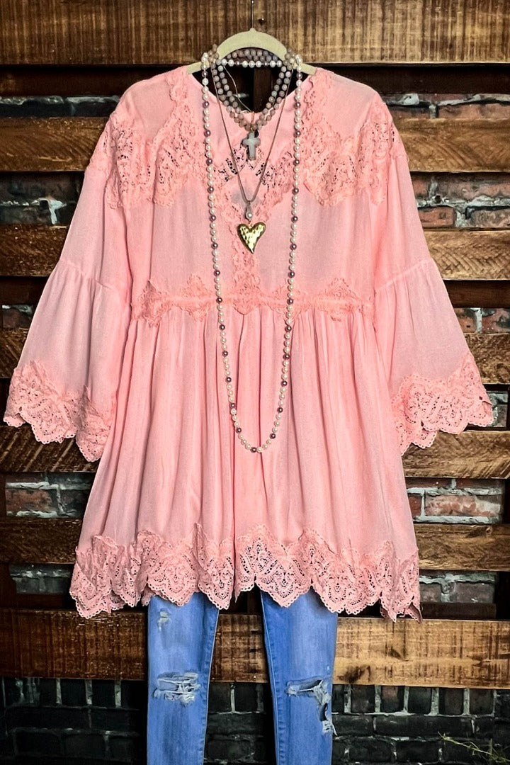 Like a Love Song Vintage-Inspired Tunic in Peach Pink