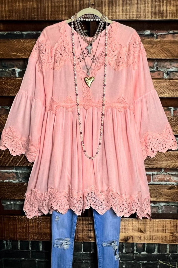 Like a Love Song Vintage-Inspired Tunic in Peach Pink