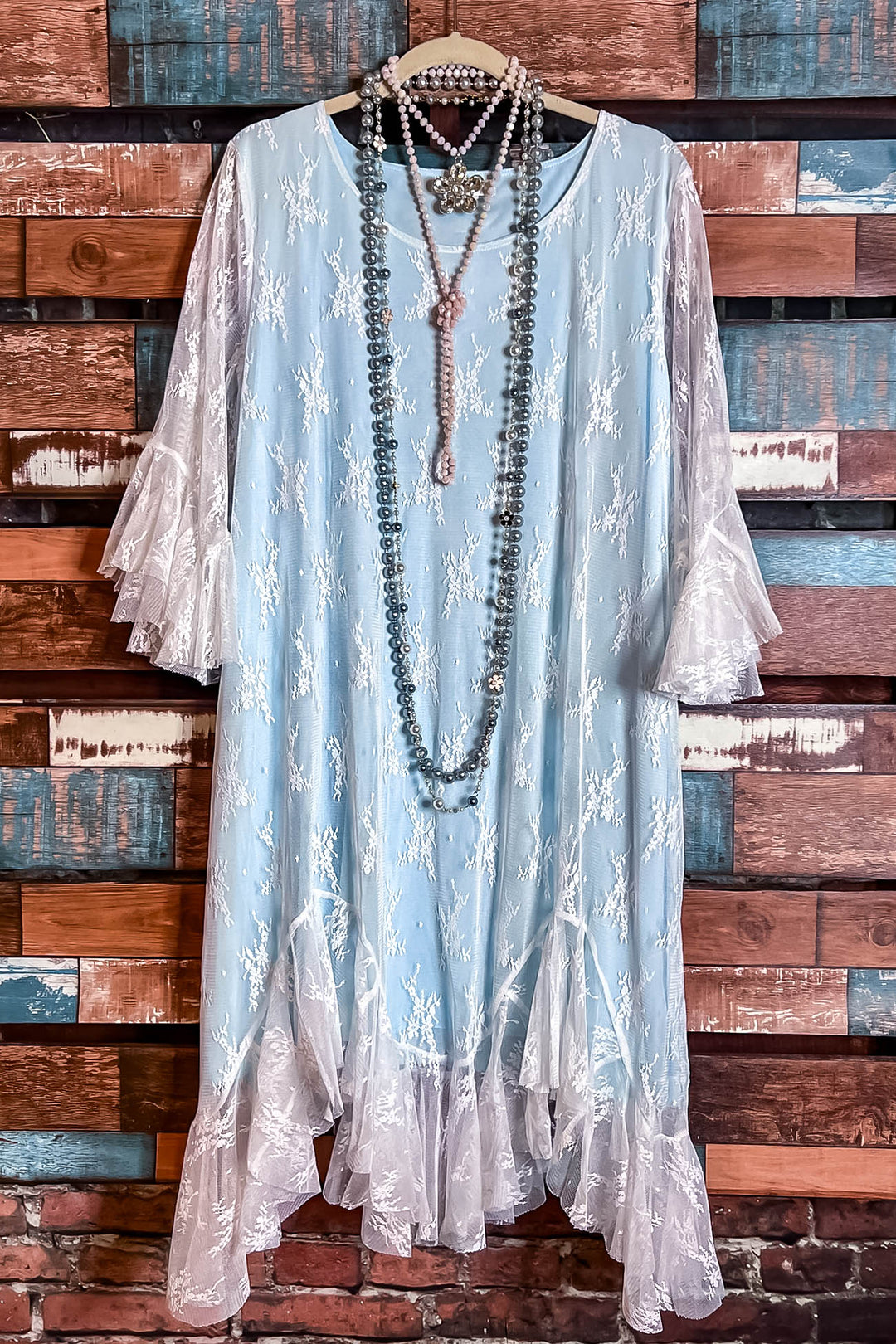 Moments To Treasure Blue & White Lace Dress