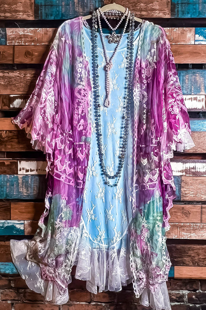 Sweet Romance Floral Wine Lace Duster Kimono