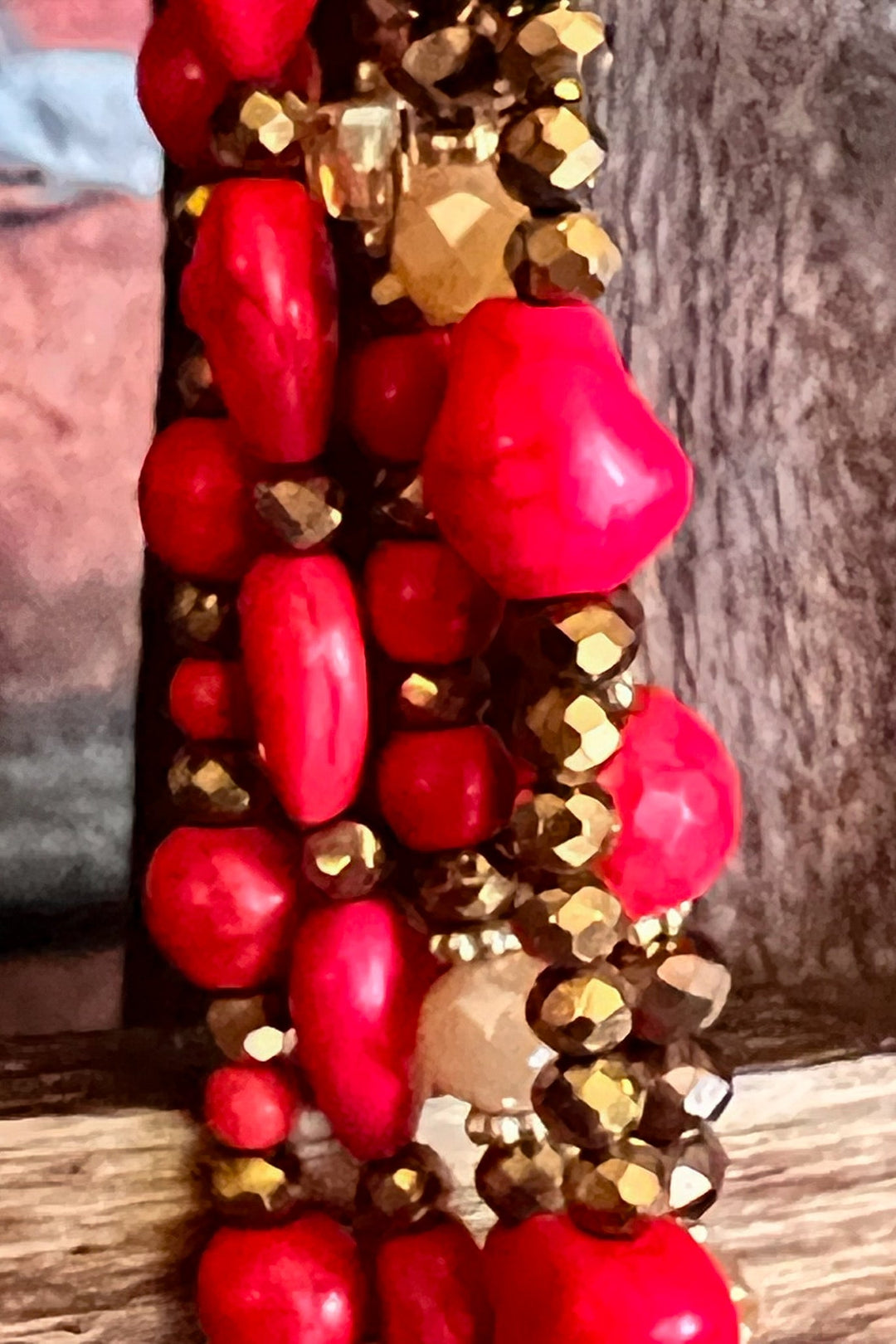 CANYON RIVER RED LAYERED BEADED NECKLACE