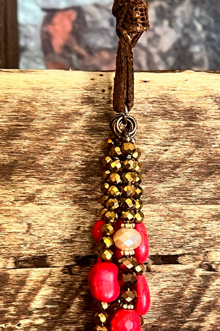 CANYON RIVER RED LAYERED BEADED NECKLACE