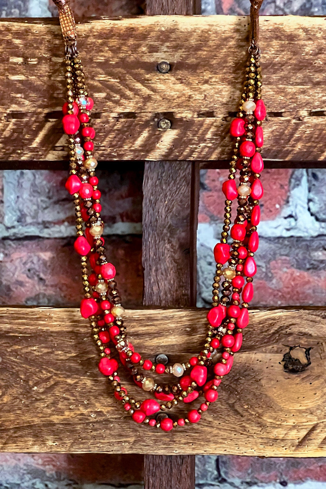 CANYON RIVER RED LAYERED BEADED NECKLACE
