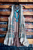 FLEUR DE LIS VEST IN TAUPE AND TURQUOISE