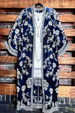Le Bohemian Magic Dance Tie Dye & Embroidered Kimono in Navy Blue