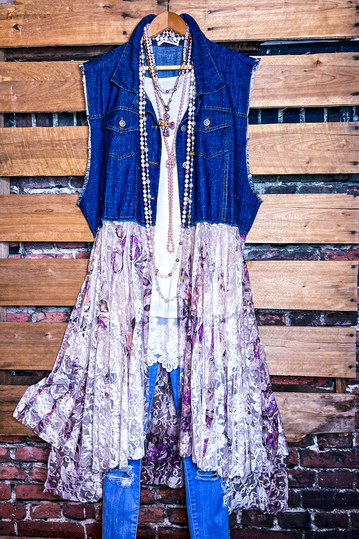 NEVER OUT OF STYLE DENIM AND ROSES LACE