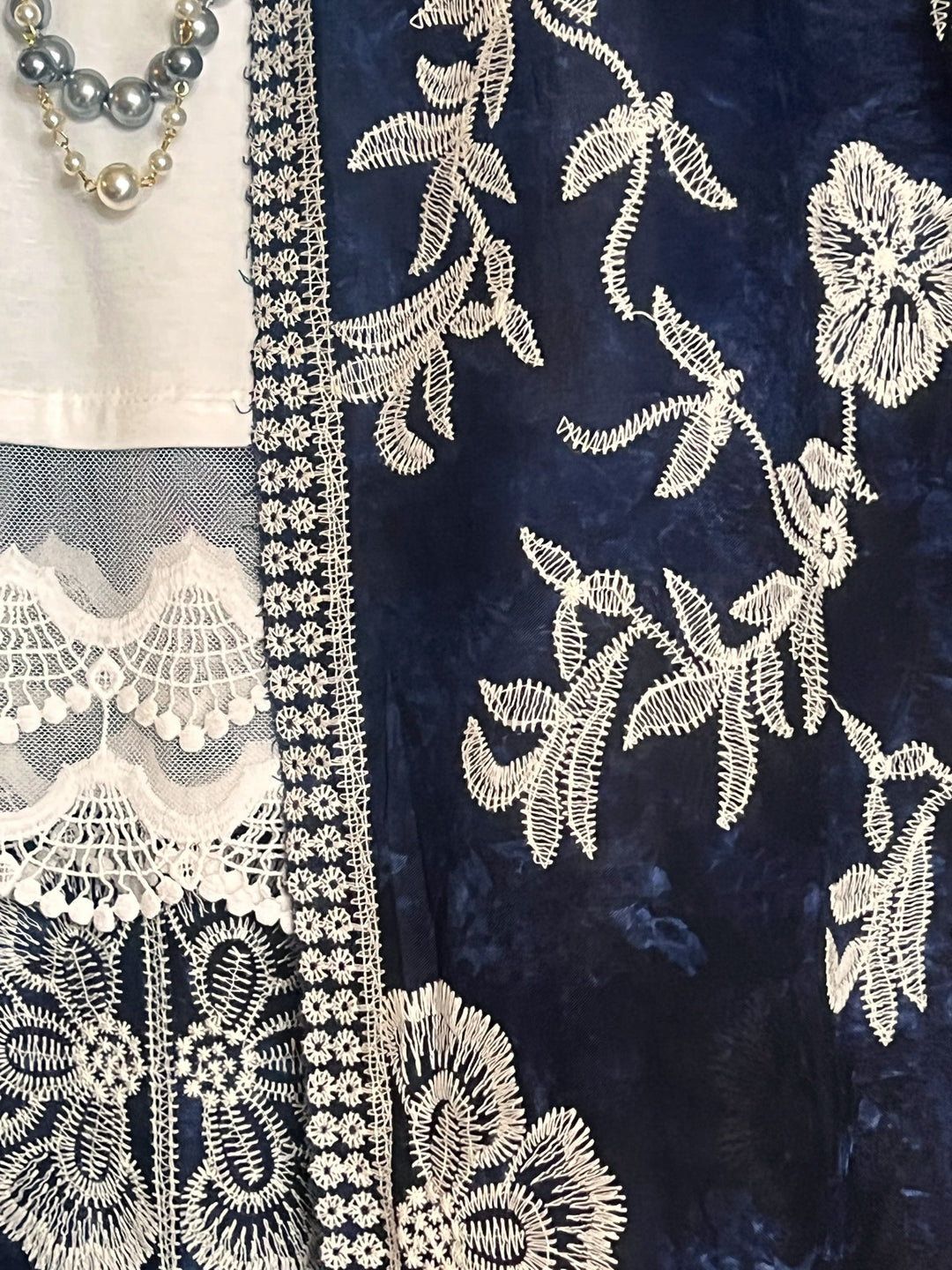 Le Bohemian Magic Dance Tie Dye & Embroidered Kimono in Navy Blue