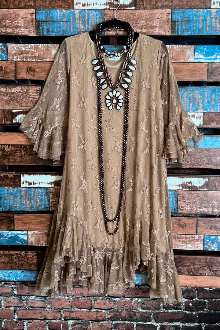 Moments To Treasure Mocha Lace Dress