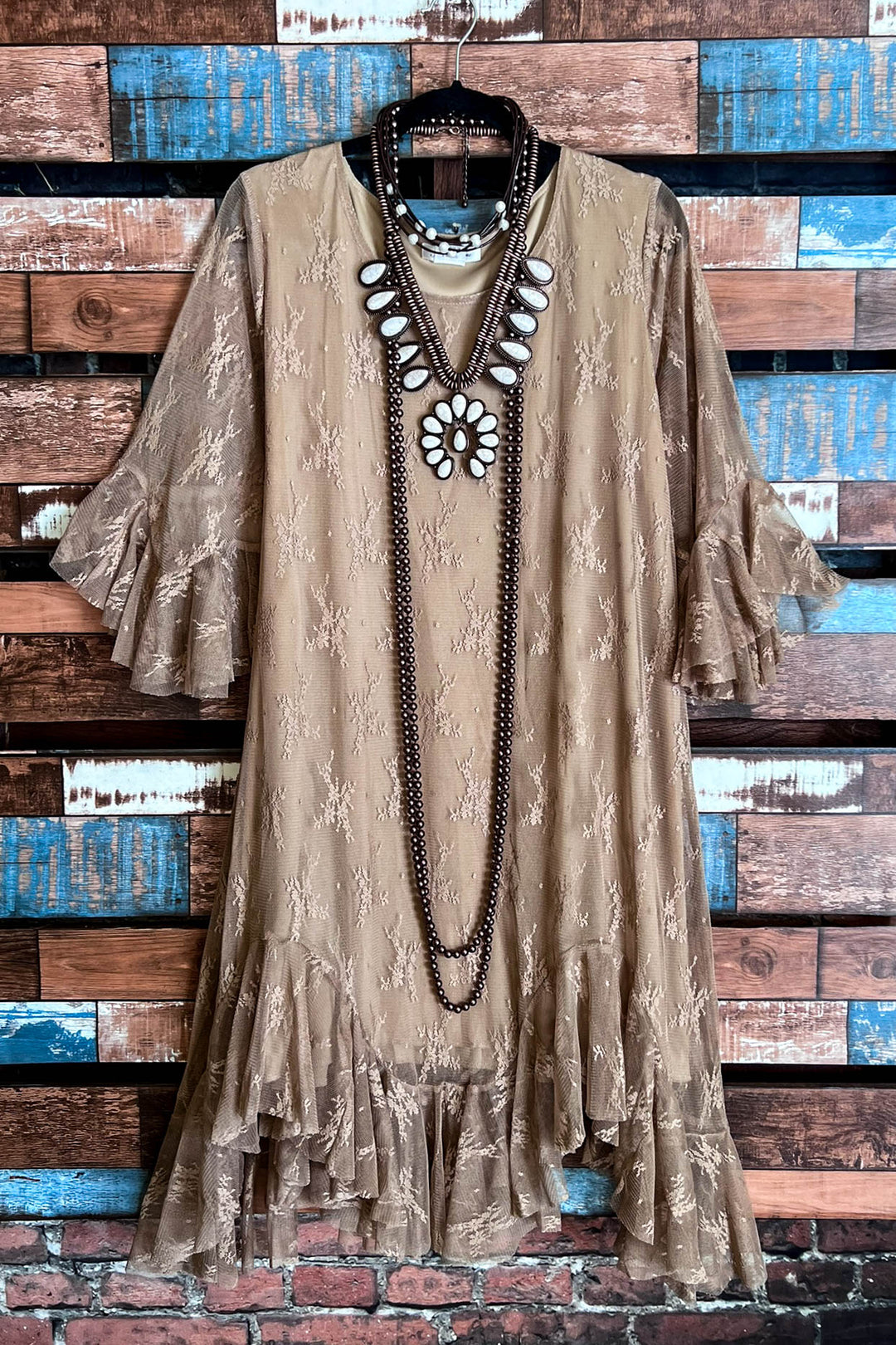 Moments To Treasure Mocha Lace Dress