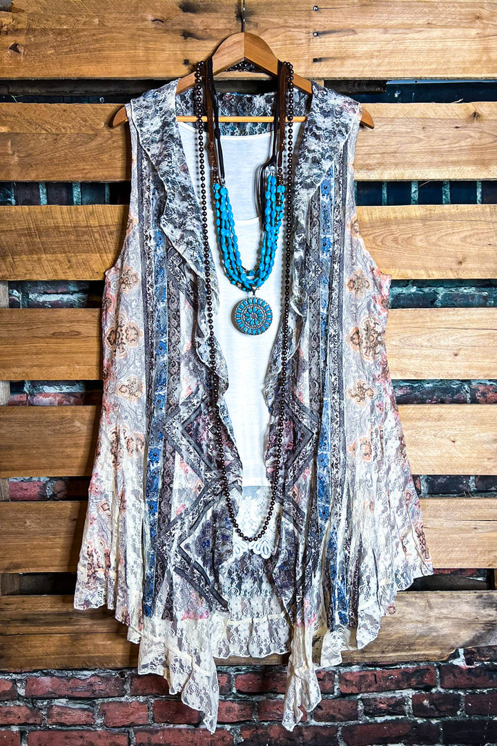 BE THE INSPIRATION LACE VEST IN MULTI-COLOR
