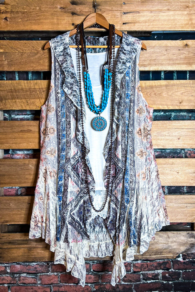 BE THE INSPIRATION LACE VEST IN MULTI-COLOR