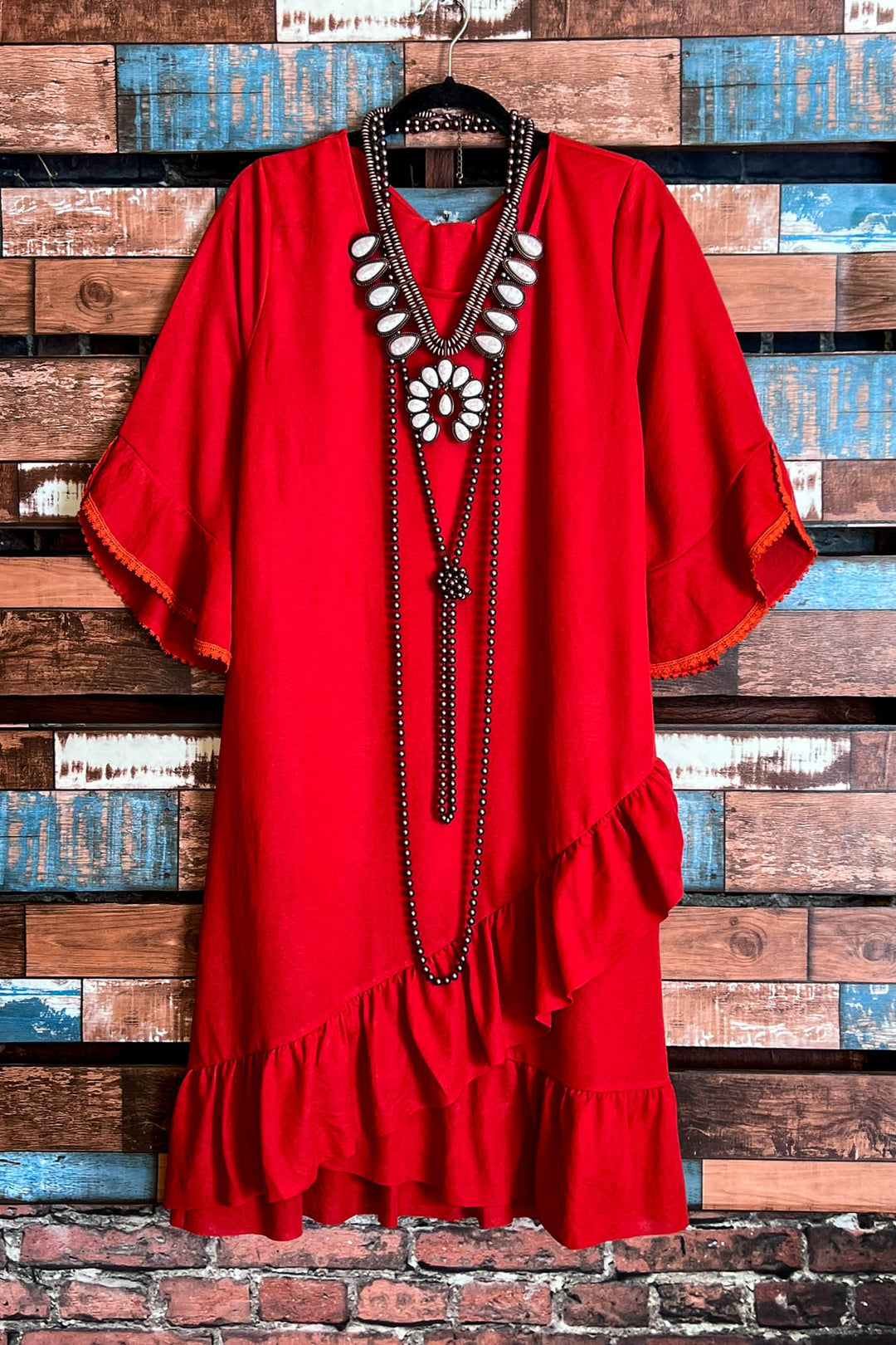 AROUND TOWN PRETTY DESIGNE DRESS IN RUST