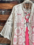 MADE TO PERFECTION VINTAGE INSPIRED CROCHET CARDIGAN BEIGE NATURAL