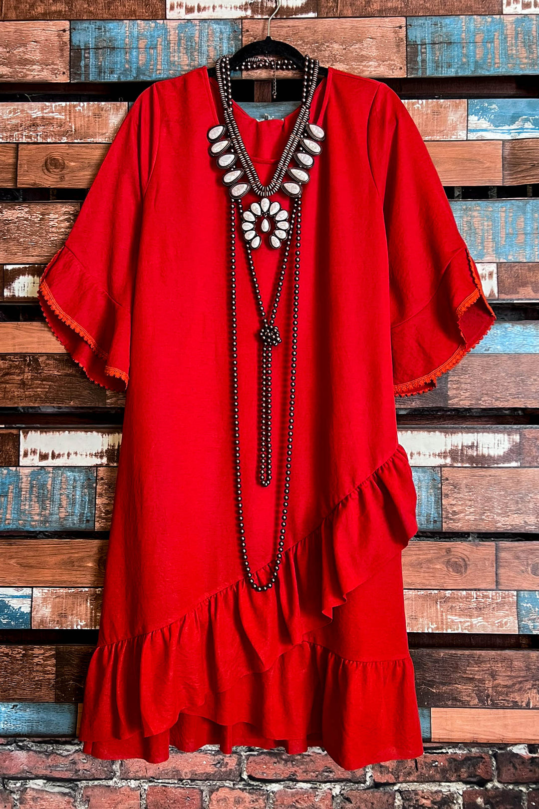 AROUND TOWN PRETTY DESIGNE DRESS IN RUST